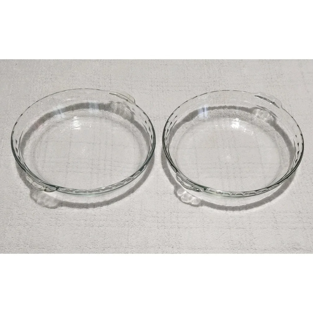 PYREX 229 Pie‎ Plates Dishes Clear Glass Scalloped Edge - Set of 2